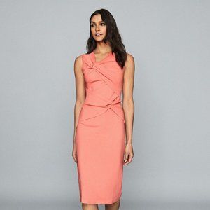Reiss Alex Ruched Sleeveless Coral Dress, NWT, 6